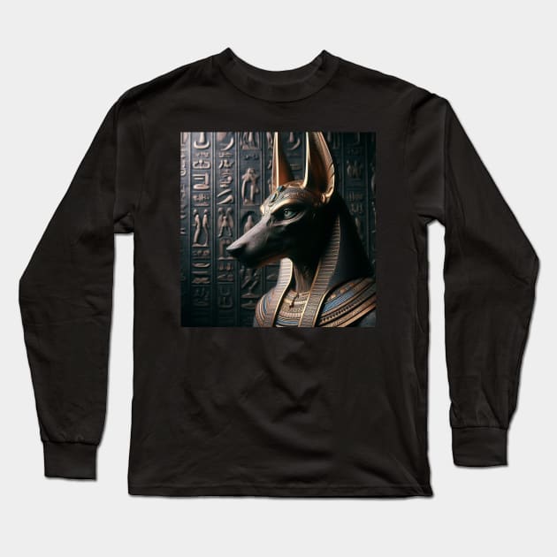 Realistic Golden Anubis Long Sleeve T-Shirt by VuriousArtworks